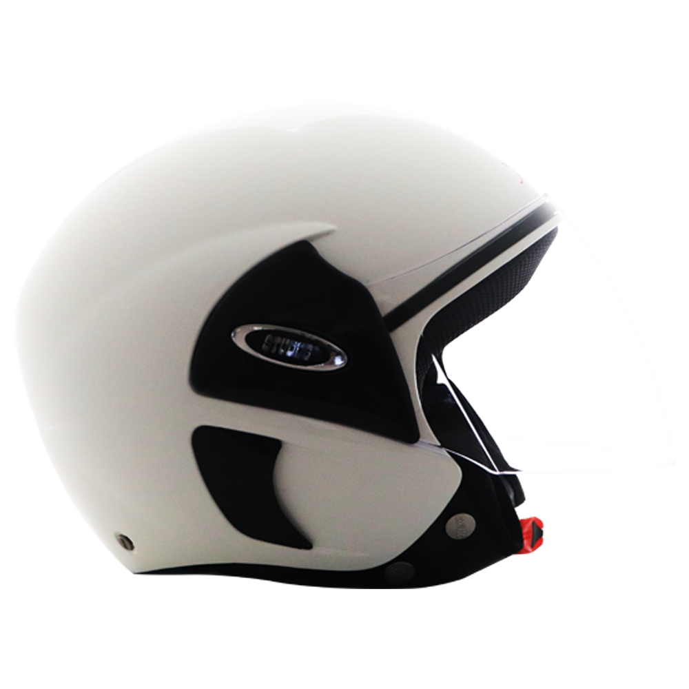 Half-Face Glossy White Helmet  Sleek and Protective